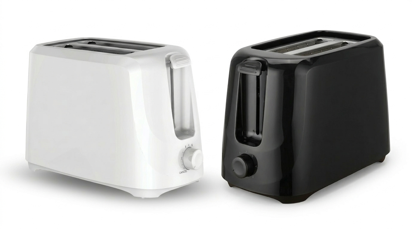 700W 2 Slice Toaster with 6 Browning Settings and Removable Crumb Tray – Compact Design – White or Black