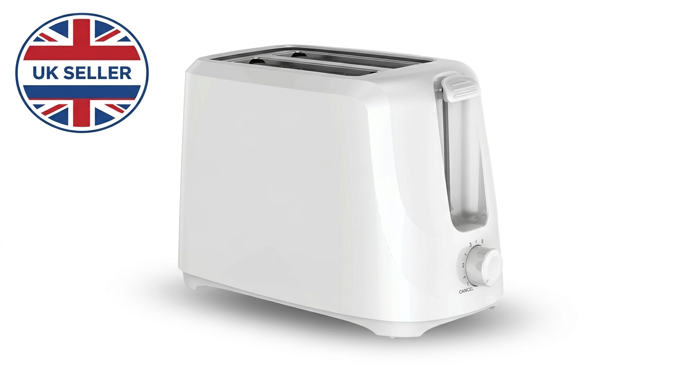 700W 2 Slice Toaster with 6 Browning Settings and Removable Crumb Tray – Compact Design – White or Black