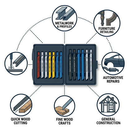14PC Jigsaw Blade Set – Metal Cobalt Steel & Wood High Alloy Steel Blades | Multi-Purpose Jigsaw Blades for Wood & Metal Cutting