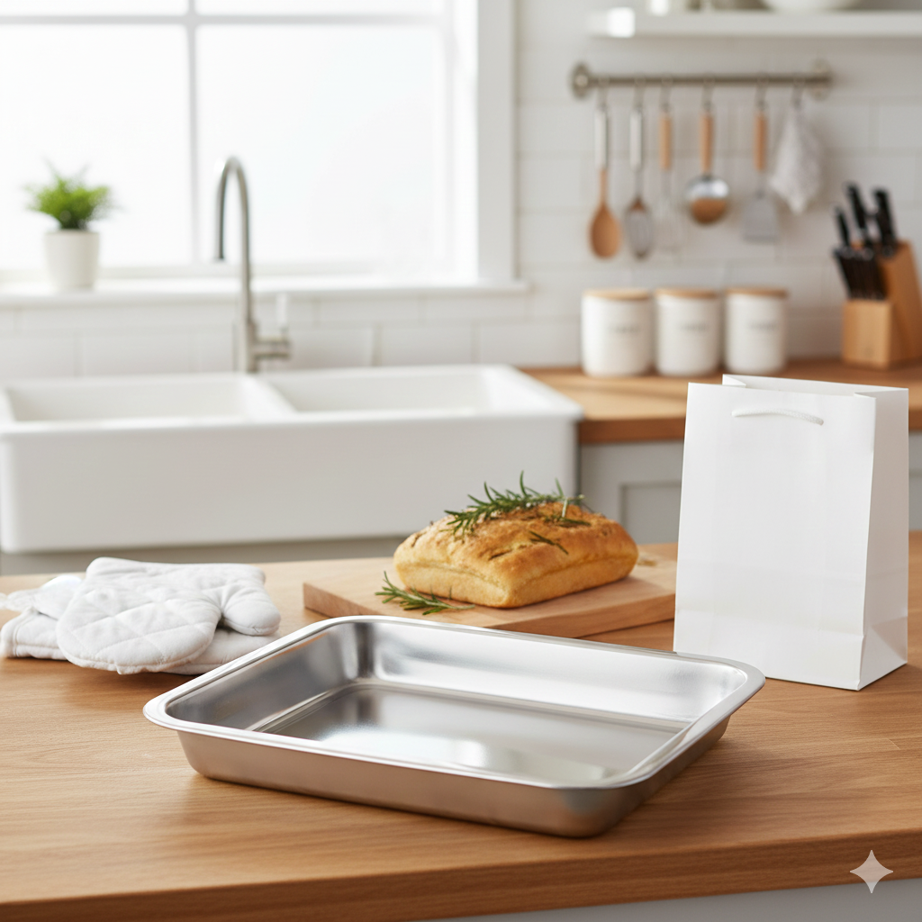 34cm Stainless Steel Baking Tray Perfect for Oven and Grill Use