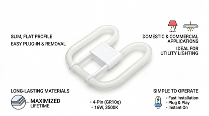 2D Fluorescent Light Bulb 16W 2-Pin GR8 3500K – Energy Saving Butterfly Tube Lamp for Home & Commercial Use