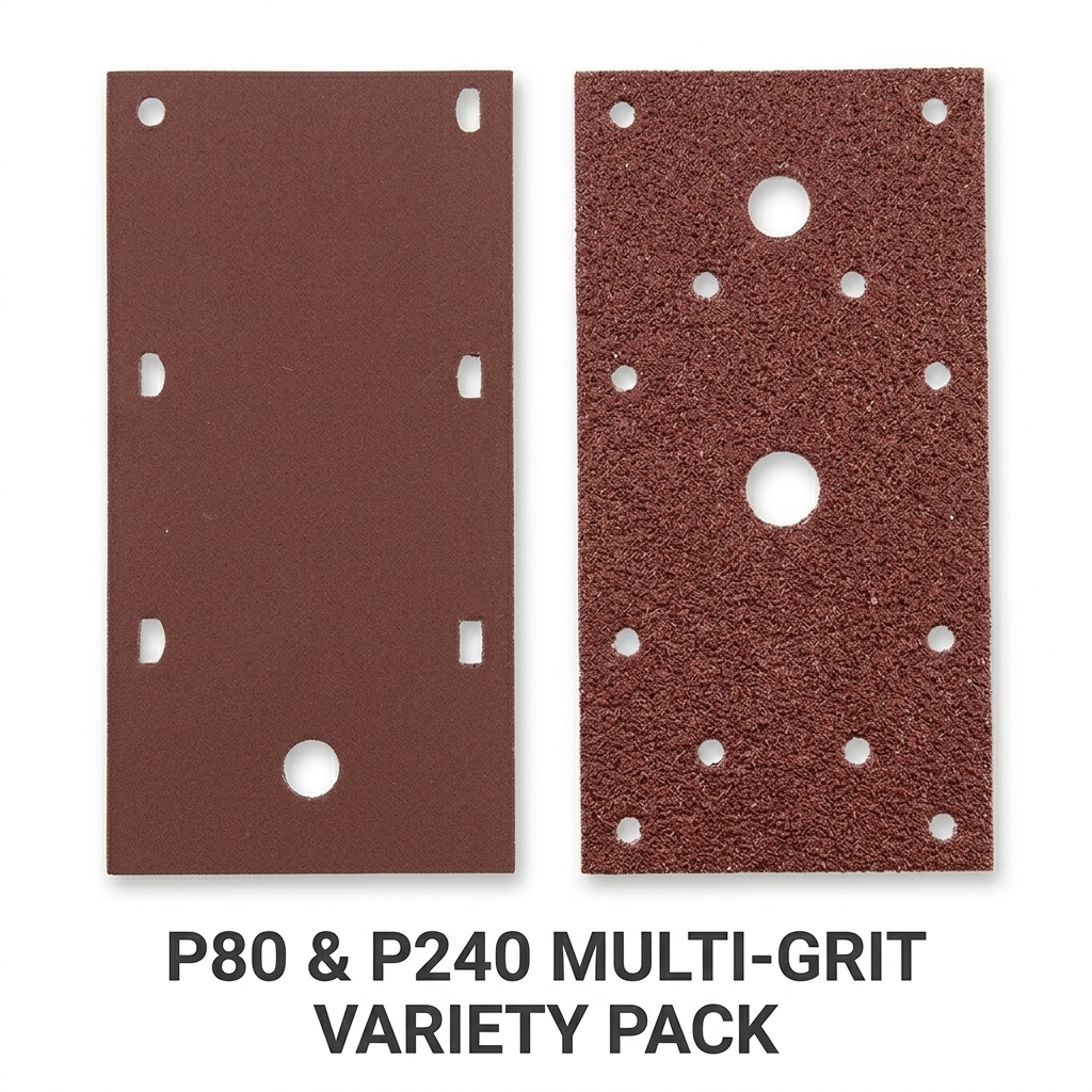 10PC 1/3 Sanding Sheet Set – P80 Medium Coarse & P240 Extra Fine Grit | Perforated Sander Sheets 93 x 230mm (10 Pack)
