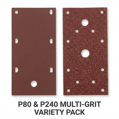 10PC 1/3 Sanding Sheet Set – P80 Medium Coarse & P240 Extra Fine Grit | Perforated Sander Sheets 93 x 230mm (10 Pack)