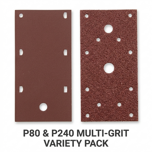 10PC 1/3 Sanding Sheet Set – P80 Medium Coarse & P240 Extra Fine Grit | Perforated Sander Sheets 93 x 230mm (10 Pack)