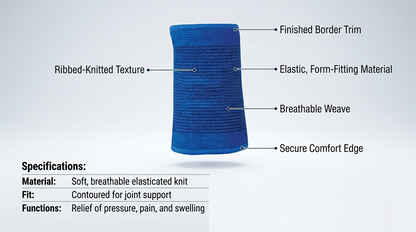 Elastic Joint Support – Knee Ankle Calf Elbow Palm or Wrist, Soft Breathable Fabric, Pain and Swelling Relief