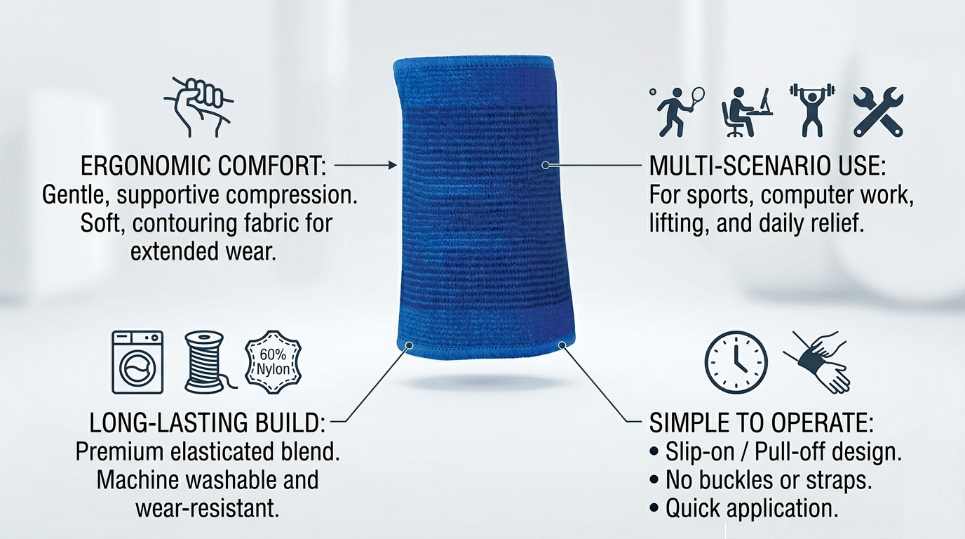 Elastic Joint Support – Knee Ankle Calf Elbow Palm or Wrist, Soft Breathable Fabric, Pain and Swelling Relief