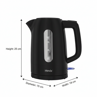 1.7L Cordless Black Kettle 3000W Fast Boiling Kettle