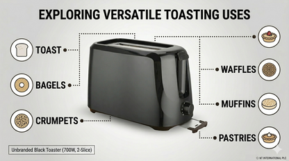 700W 2 Slice Toaster with 6 Browning Settings and Removable Crumb Tray – Compact Design – White or Black