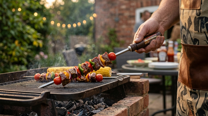 BBQ Skewers Wooden Handle | Flat Stainless Blade | Anti-Spin | Reusable | 5mm or 8mm Width