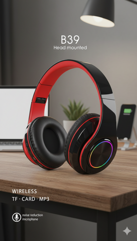 Wireless Headset with MP3, TF Card & Noise Reduction Mic, Bluetooth 5.0 Compatible, 10m Range,Call Control