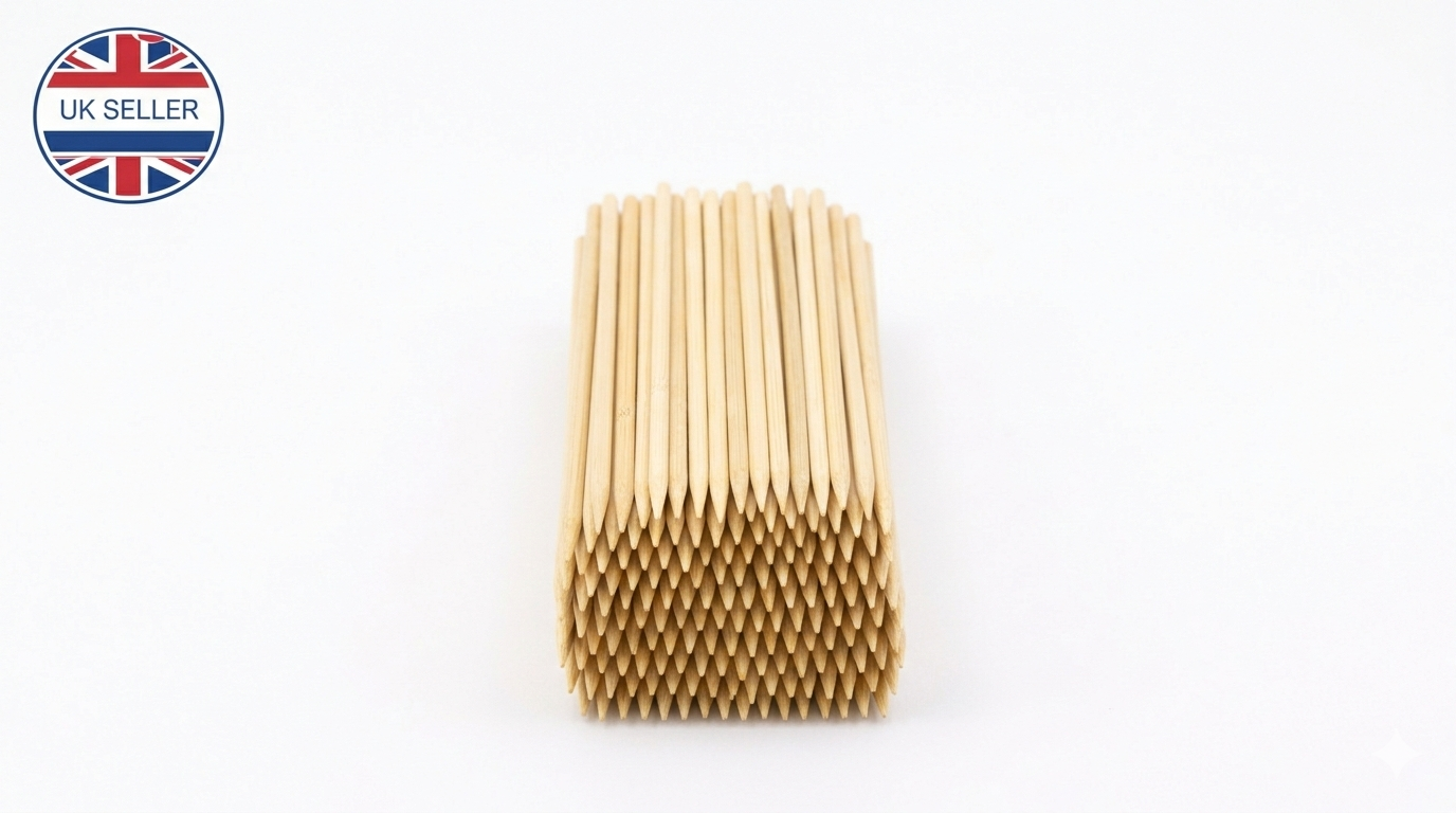 50 Pack Bamboo Skewers 35cm 14 Inch – Long Wooden BBQ Skewers for Kebab Grill Fruit Chocolate Fountain Salad Display