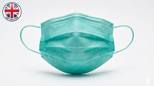 50 Disposable 3-Ply Face Masks – Non-Medical Respirators, Triple Folded, Adjustable Nose Clip, Teal