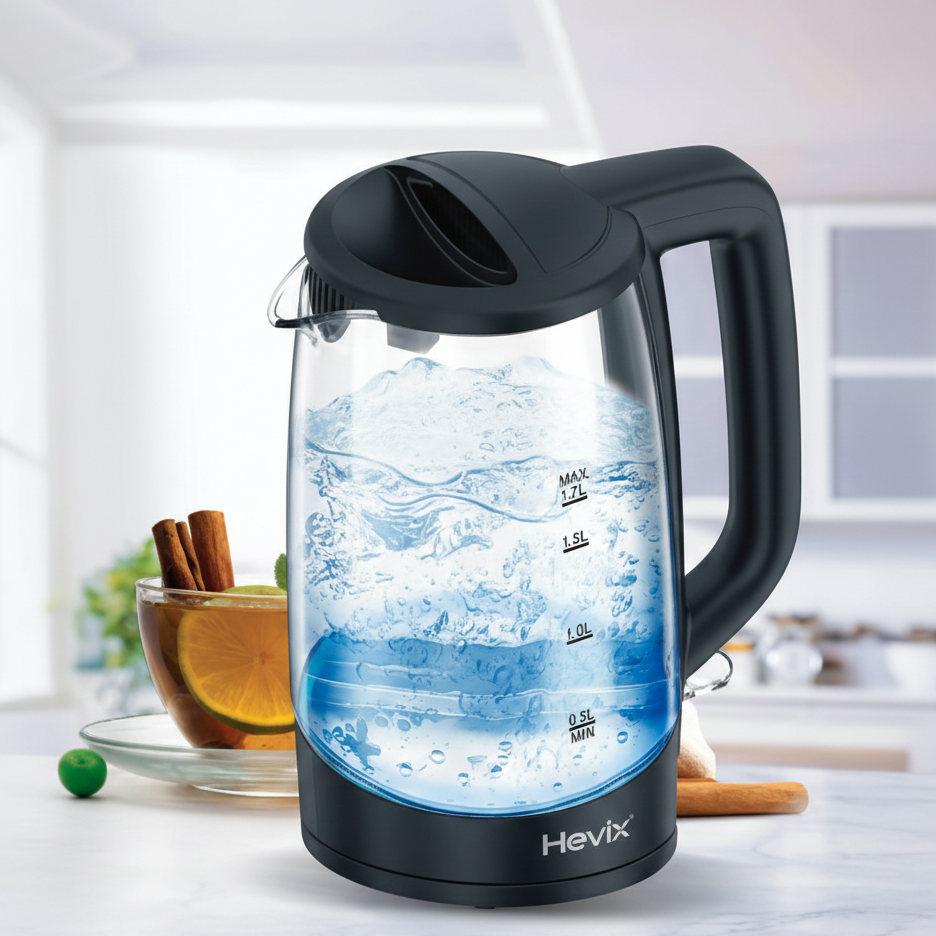 1.7L Cordless Glass Kettle 2200W Fast Boiling Kettle