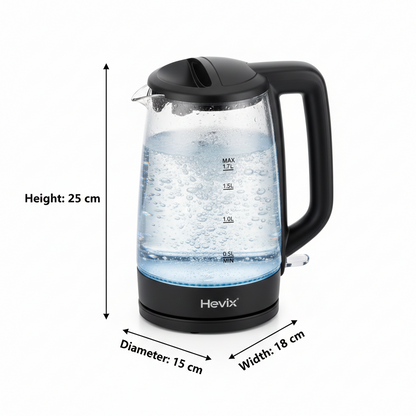1.7L Cordless Glass Kettle 2200W Fast Boiling Kettle