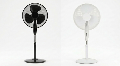 16 Inch Oscillating Stand Fan with Round Base | 3 Speed Silent Pedestal Fan | White & Black | 40cm UK Plug
