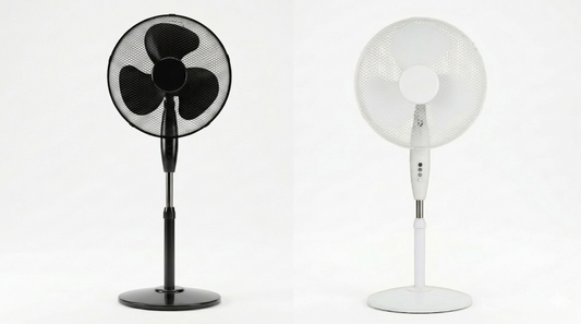 16 Inch Oscillating Stand Fan with Round Base | 3 Speed Silent Pedestal Fan | White & Black | 40cm UK Plug