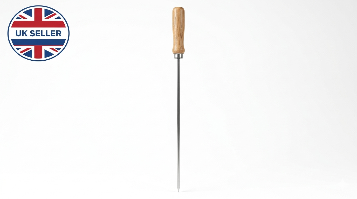BBQ Skewers Wooden Handle | Flat Stainless Blade | Anti-Spin | Reusable | 5mm or 8mm Width