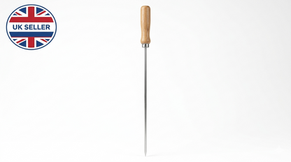 BBQ Skewers Wooden Handle | Flat Stainless Blade | Anti-Spin | Reusable | 5mm or 8mm Width