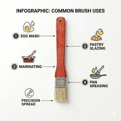 Wooden Handle BBQ Basting Brush – Natural Bristle Flat Pastry & Marinade Brush for Grilling, Barbecue Sauce, Butter & Oil Basting, Outdoor Cooking, Roasting & Kitchen Baking Use
