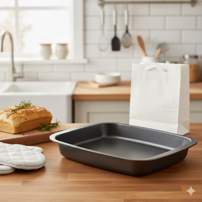 32 x 25.5 x 3.5cm Non Stick Oblong Roaster Oven Cooker Grill Pan