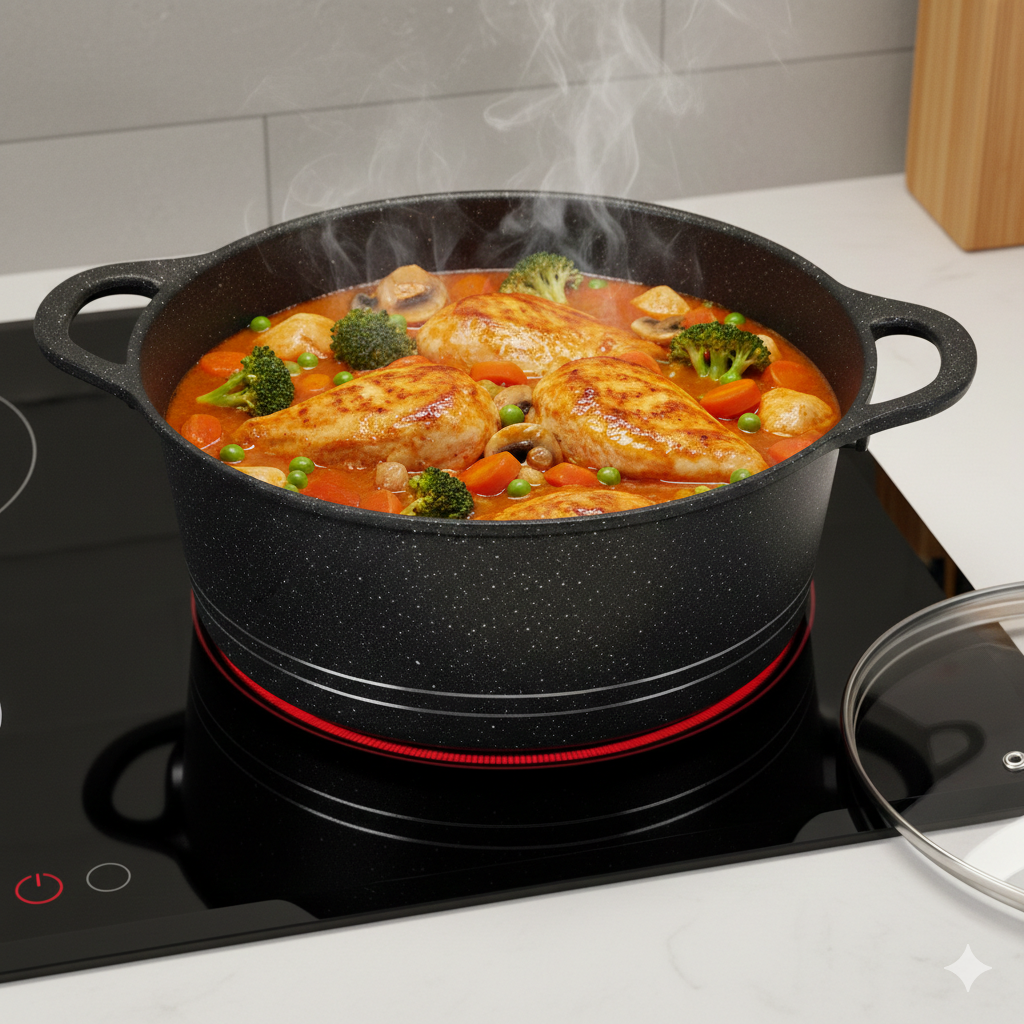 36cm 19L Die Cast Marble Coated Cooking Pot Induction Bottom