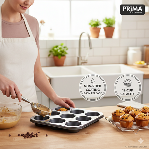 12-Cup Non-Stick Muffin & Cupcake Baking Tray (35cm x 26cm)