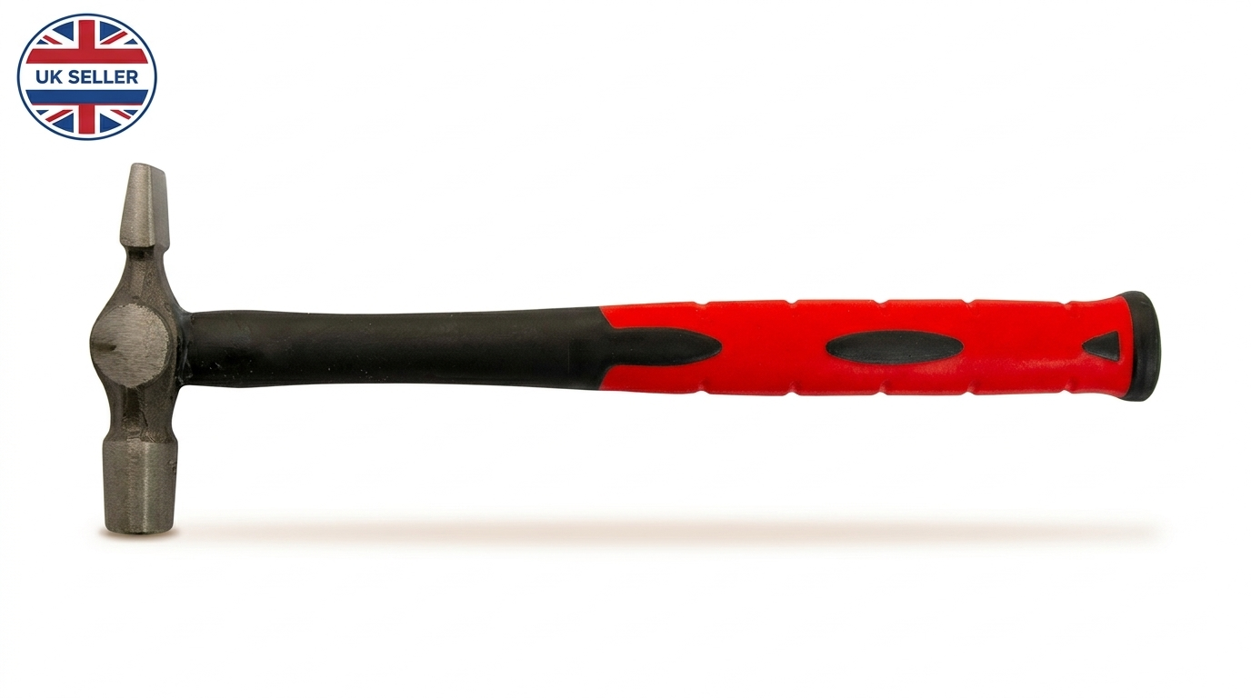 Cross Peen Hammer – Hardened Steel Head, Fibreglass Anti-Vibration Shaft, Bi-Material Red Black Grip