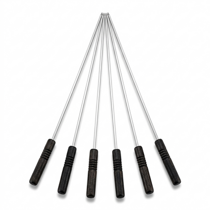 4PC or 6 PC BBQ Skewer Set with Wooden Handles – Stainless Steel Barbecue Skewers