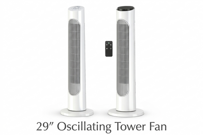 29 Inch Oscillating Tower Fan with Timer | 3 Speed Silent Tower Fan | With or Without Remote | 74cm UK