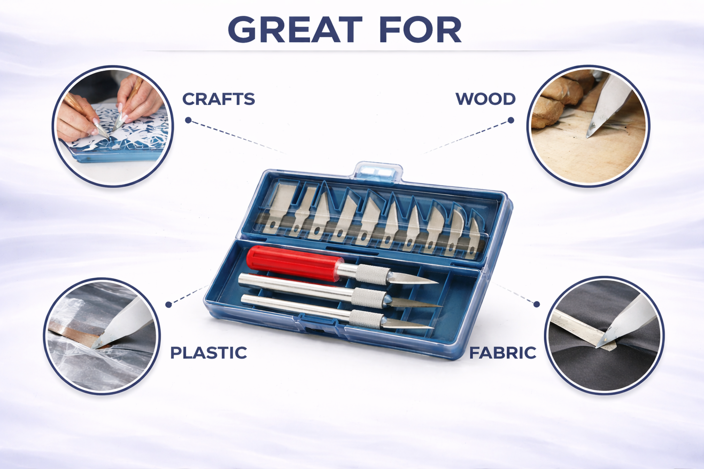 13-Piece Precision Hobby Knife Set — 2 Aluminium Handles & 11 Assorted Blades for Models, Art, Craft & Woodwork