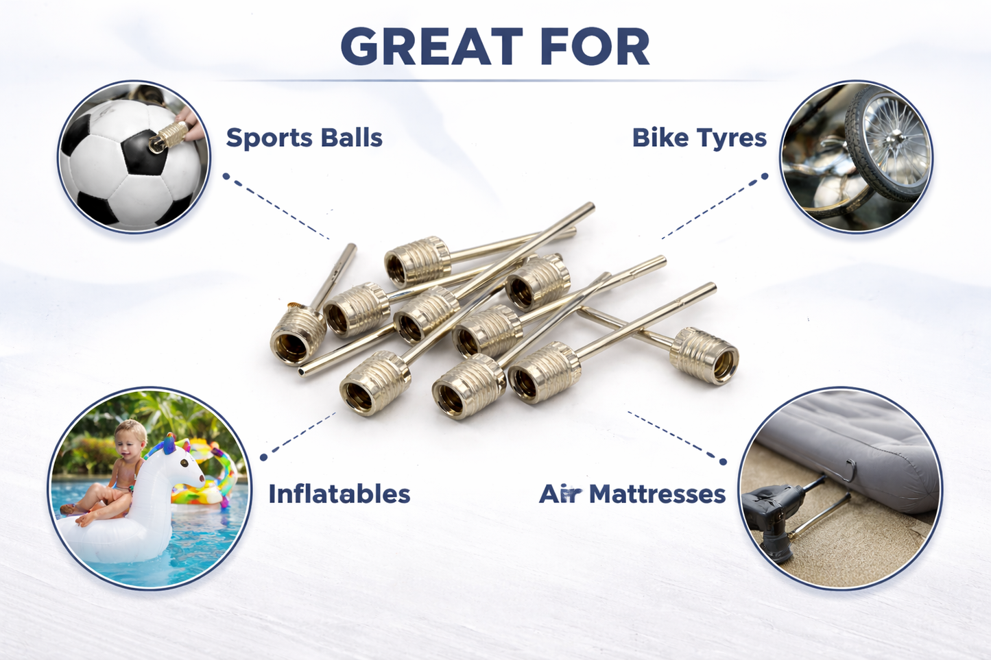 10-Piece Metal Pump Needle Set — Inflation Needles for Sports Balls, Inflatables & Air Pumps