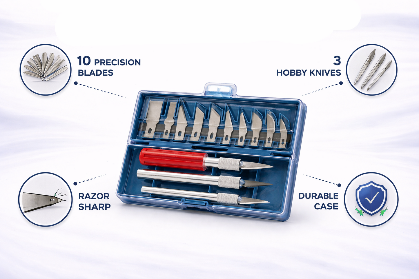 13-Piece Precision Hobby Knife Set — 2 Aluminium Handles & 11 Assorted Blades for Models, Art, Craft & Woodwork