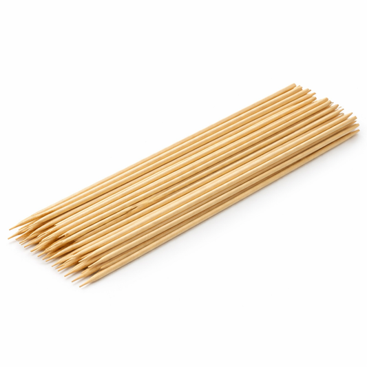 100 Piece Bamboo Skewers 30CM – 4MM Thick, Natural Bamboo, Sharp Point – BBQ Kebab Skewers for Grilling, Barbecue, Canapés & Fruit Skewers – Bulk Pack