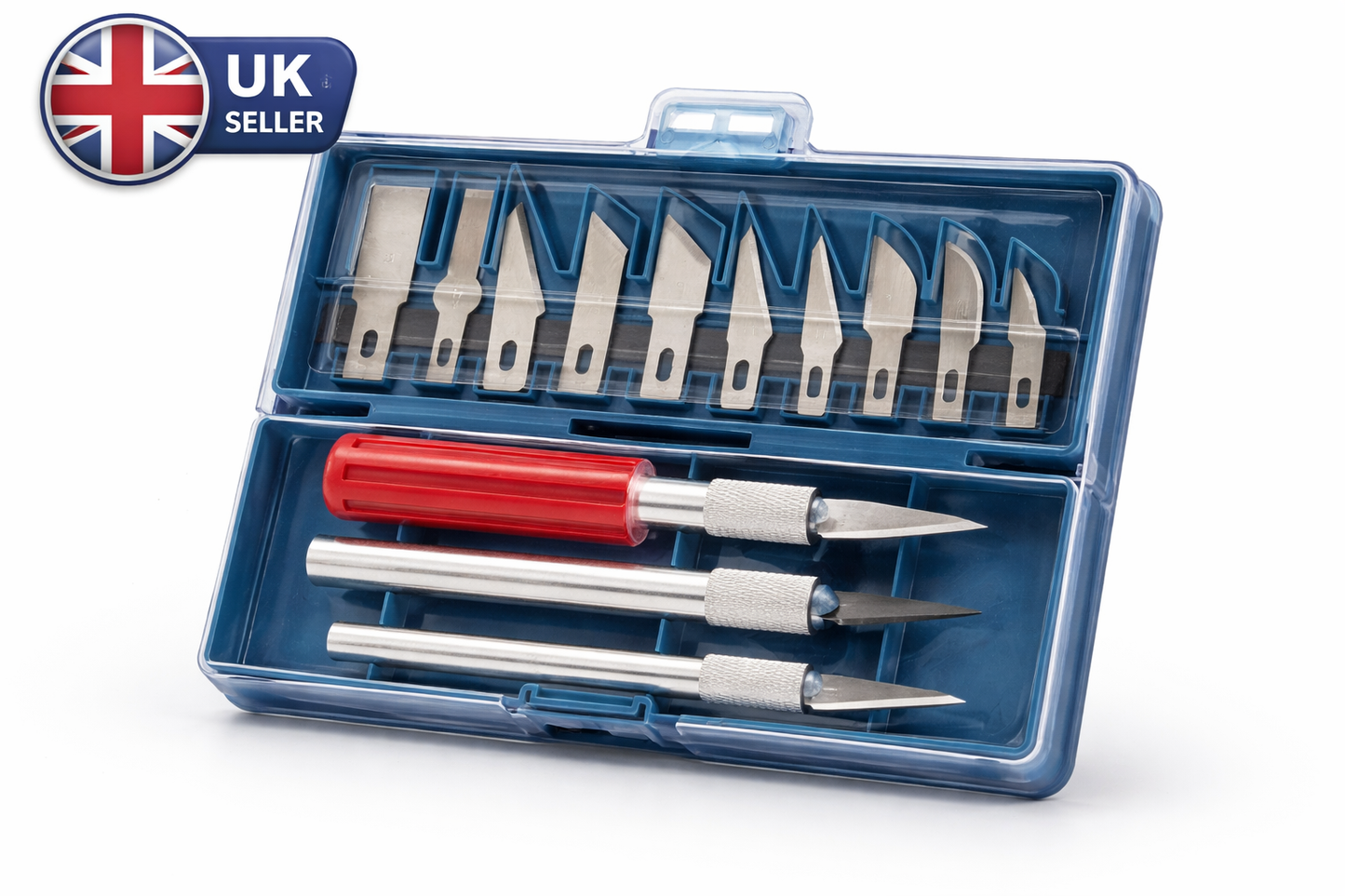 13-Piece Precision Hobby Knife Set — 2 Aluminium Handles & 11 Assorted Blades for Models, Art, Craft & Woodwork