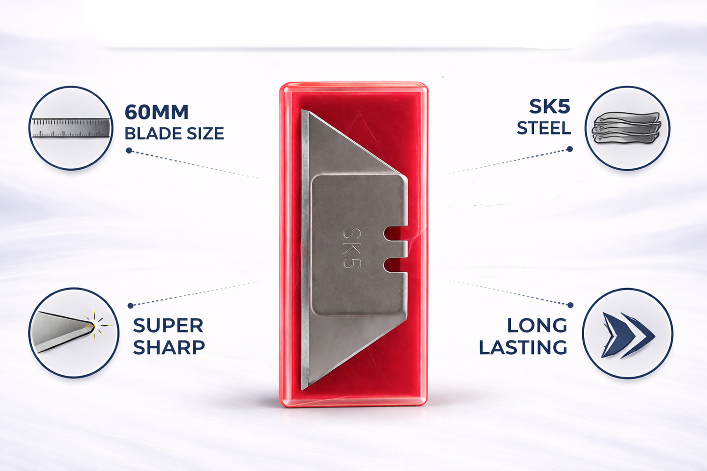 SK5 Extra Strong Steel Utility Knife Blades — 60mm Precision Replacement Blades for Retractable Knives | Long Lasting & Fast Cutting