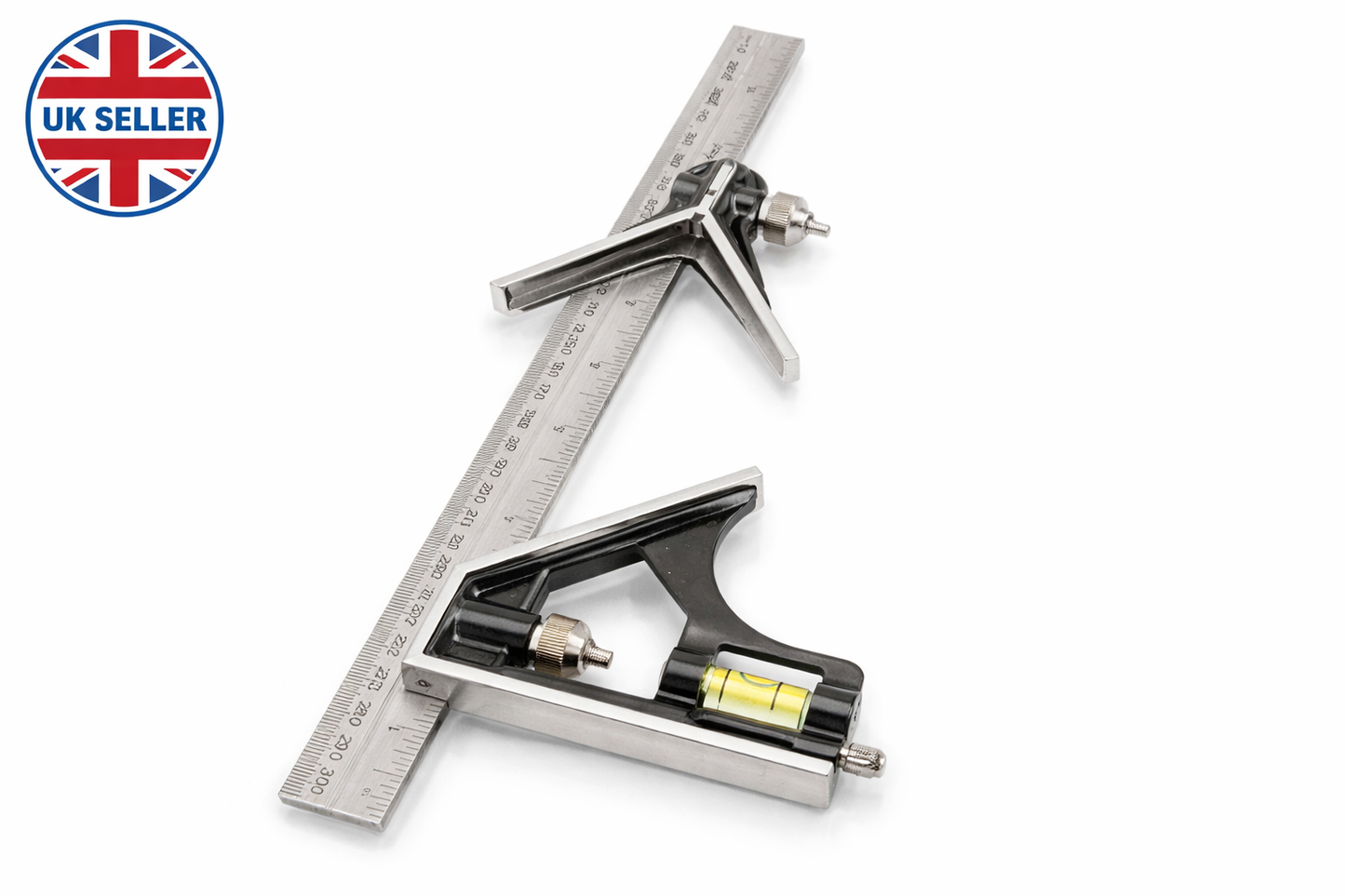 305mm Combination Square with Spirit Level and Scriber — 12" Metric & Imperial Graduated Rule with Machine Milled Faces