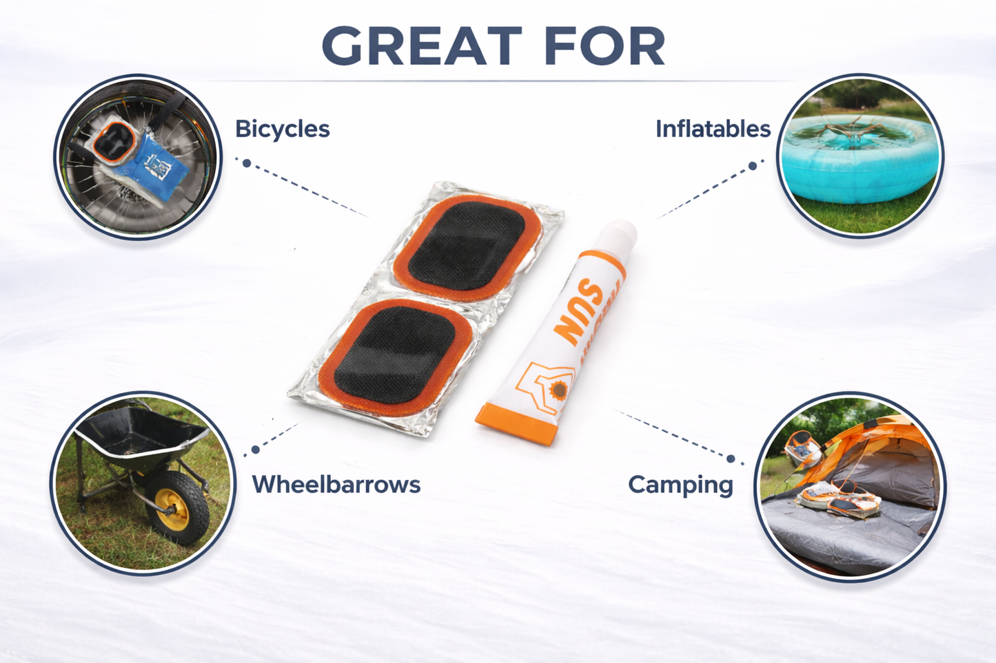 25-Piece Puncture Repair Kit — 24 Rubber Patches & Adhesive Cement for Bikes, Inflatables & Inner Tubes