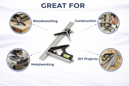 305mm Combination Square with Spirit Level and Scriber — 12" Metric & Imperial Graduated Rule with Machine Milled Faces