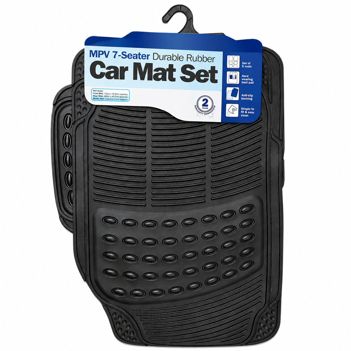 Universal 4 Piece Rubber & Carpet Car Mat Set | Heavy Duty Anti-Slip Floor Mats