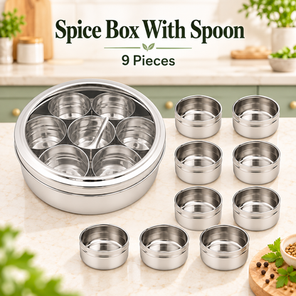 9-Piece Stainless Steel Spice Canister Set