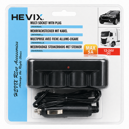4-Way 12–24V Car Multi Socket