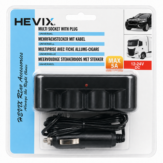 4-Way 12–24V Car Multi Socket