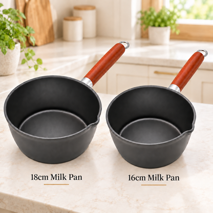Milk Pan with Wooden Handle 16cm, 18cm