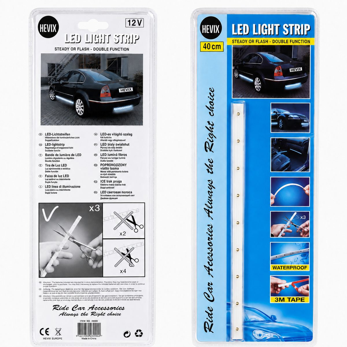 40cm 12V LED Car Light Strip – Steady & Flash Flexible Lighting