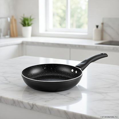 20cm Non-Stick Black Frying Pan with Induction Base – Ergonomic Handle, Easy-Clean Coating, Gas/Electric/Ceramic Compatible