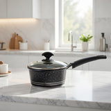 18cm Die-Cast Induction Saucepan with Glass Lid – Ceramic Coating, Korean Technology, Healthy Non-Stick Cooking