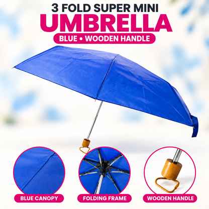 3 Fold Mini Umbrella Brown Blue Black Red