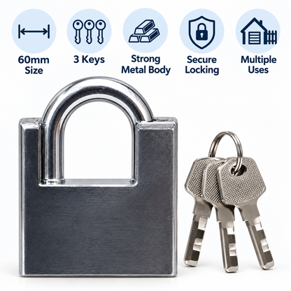 Keyed Padlock – 50mm & 60mm with 3 Keys