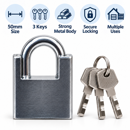 Keyed Padlock – 50mm & 60mm with 3 Keys