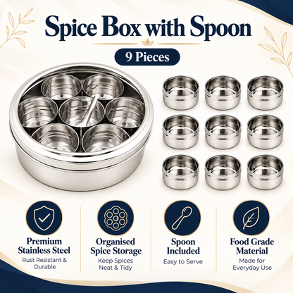 9-Piece Stainless Steel Spice Canister Set